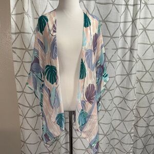 Tropical Leaf Print Kimono